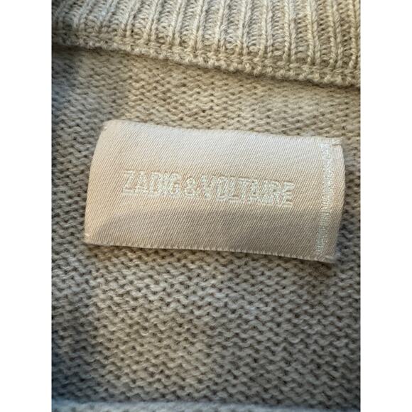Zadig Voltaire Lili WS Heart Beige Cashmere Sweater Medium $448 - Picture 6 of 8